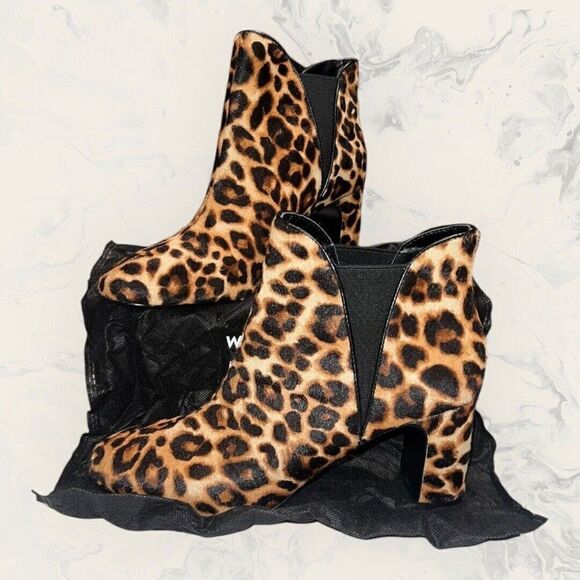 White House Black Market Cheetah Print Haircalf Heeled Bootie Women’s Size 8M - Picture 1 of 9
